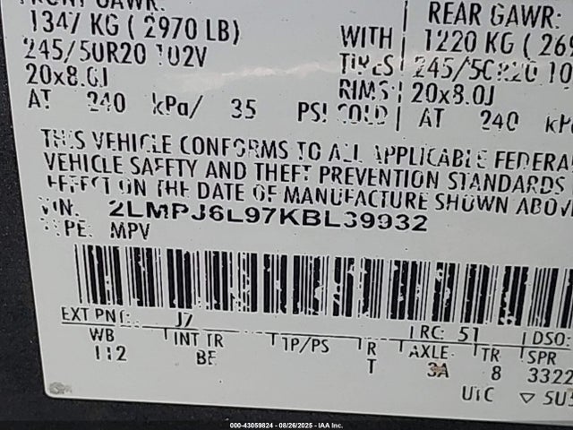 2LMPJ6L97KBL39932 Lincoln 2.0l gtdi