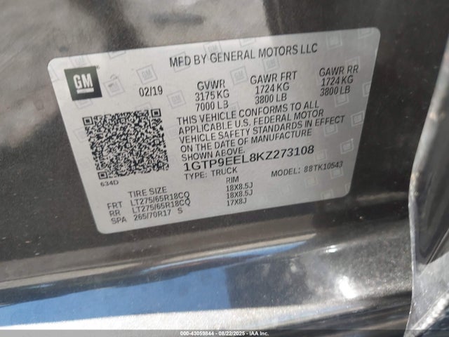1GTP9EEL8KZ273108 GMC l87 - di dfm, alum, gen 5