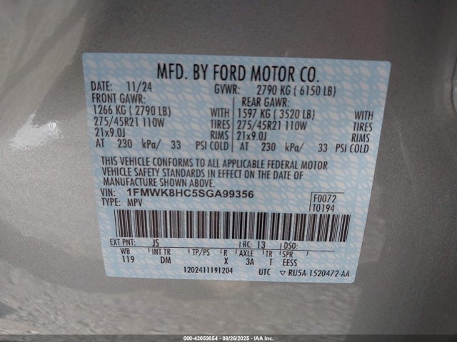 1FMWK8HC5SGA99356 Ford gtdi