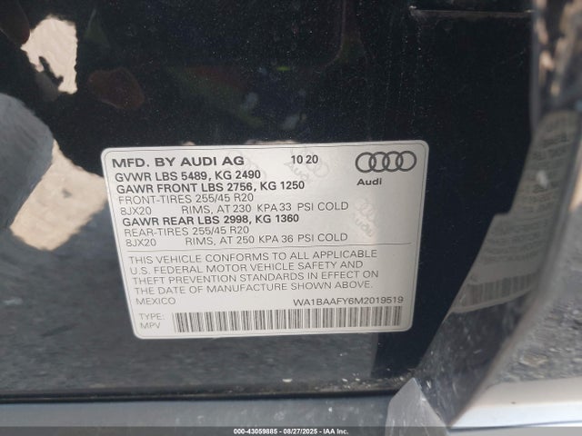 2021 AUDI Q5 WA1BAAFY6M2019519 Photo 8