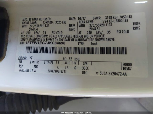 Ford 3.5l gtdi 2018 1FTFW1EG7JKC84690 Image 9