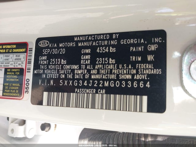5XXG34J22MG033664 KIA t-gdi gamma ii