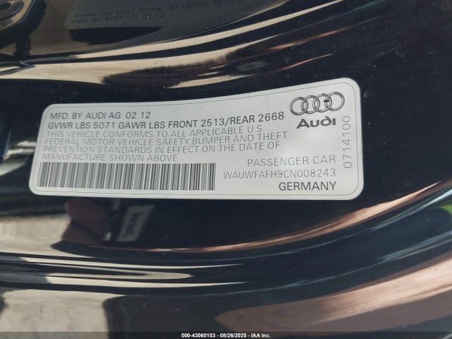 2012 AUDI A5 WAUWFAFH9CN008243 Photo 8