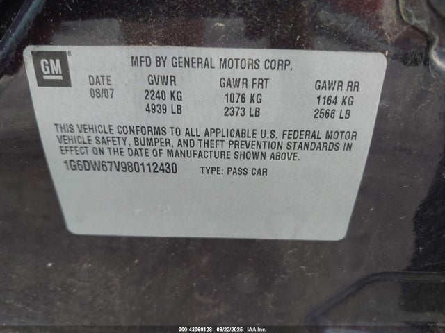 2008 CADILLAC STS 1G6DW67V980112430 Photo 8