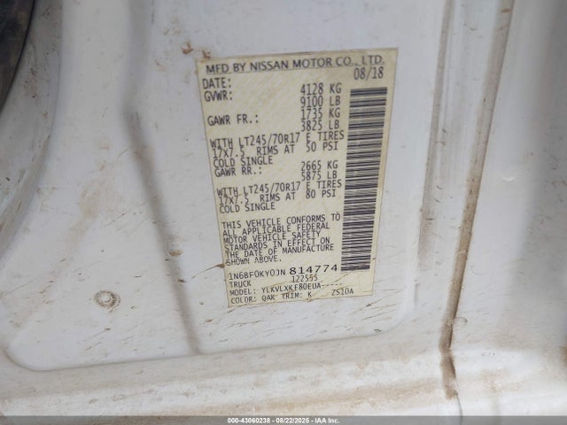 1N6BF0KY0JN814774 Nissan 2018