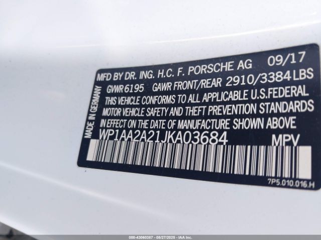 2018 PORSCHE CAYENNE WP1AA2A21JKA03684 Photo 8