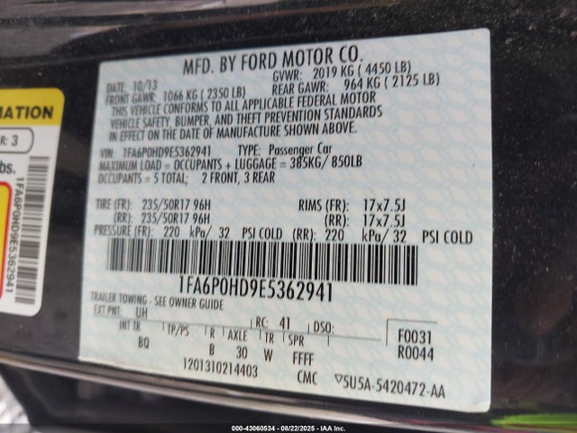 Ford Fusion 2014 1FA6P0HD9E5362941 Image 9
