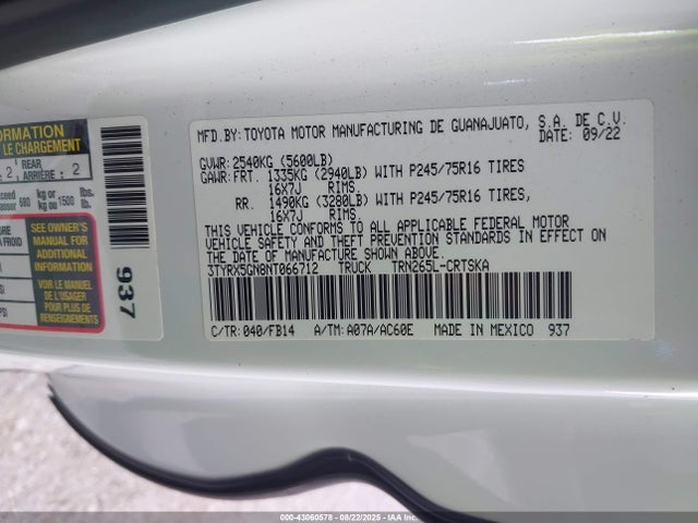 Toyota Tacoma Sr 2022 3TYRX5GN8NT066712 Image 9