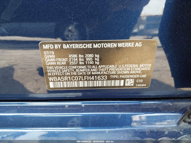 WBA5R1C07LFH41633 BMW 330I