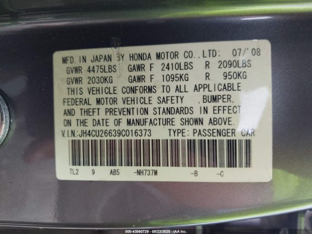 2009 ACURA TSX JH4CU26639C016373 Photo 8