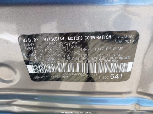 JA4AD3A33LZ022345 Mitsubishi mivec