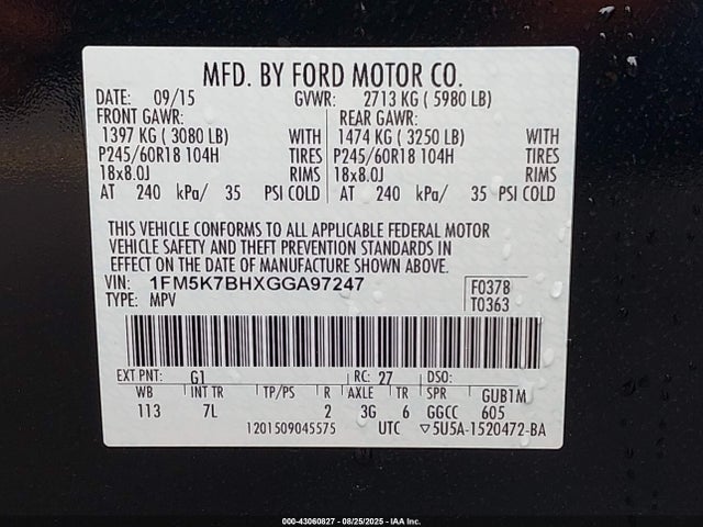 1FM5K7BHXGGA97247 Ford 2016