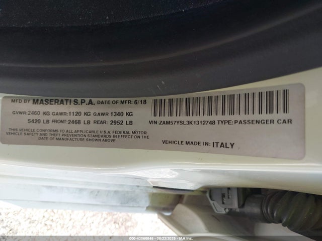 ZAM57YSL3K1312748 Maserati m156e