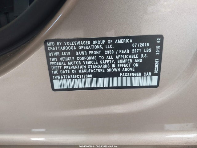 1VWAT7A36FC117308 Volkswagen Passat