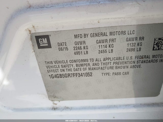 1G4GB5GR7FF341052 Buick luk - bas, ecotec