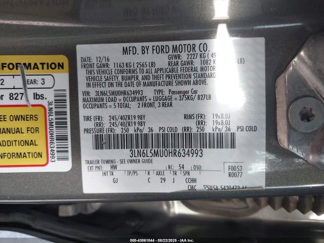3LN6L5MU0HR634993 Lincoln 2.0l 4v atk