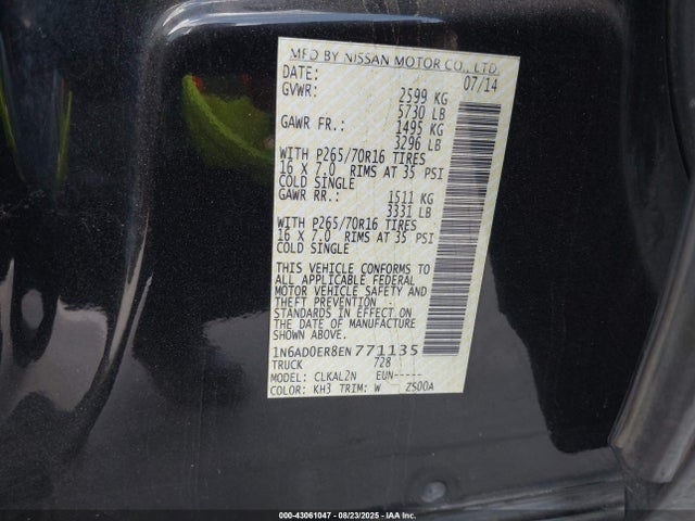 1N6AD0ER8EN771135 Nissan 2014