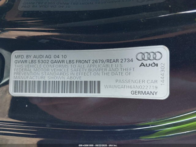 2010 AUDI S5 WAUVGAFH6AN022719 Photo 8