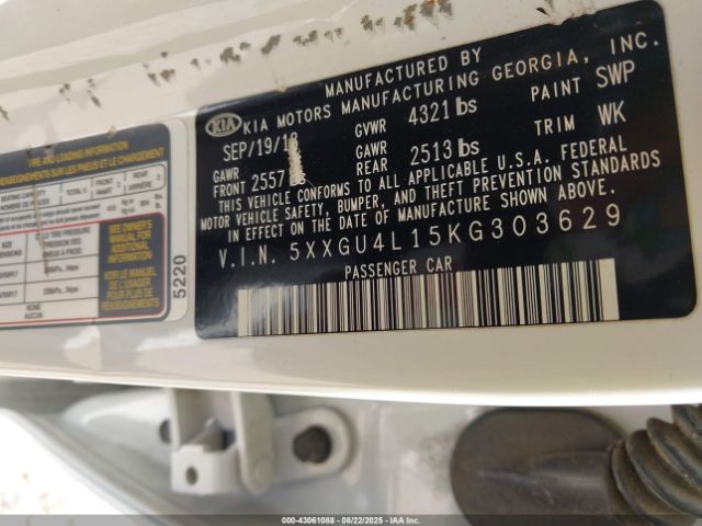 2019 KIA OPTIMA 5XXGU4L15KG303629 Photo 8