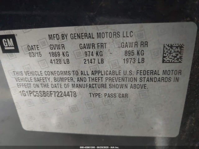 Chevrolet LUV 2015 1G1PC5SB6F7224478 Image 9