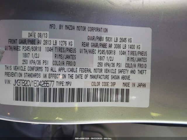 JM3TB2CV1E0426577 Mazda cav californoia