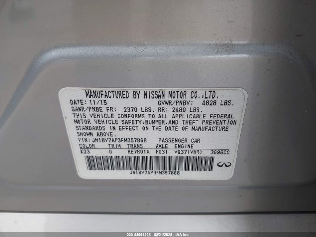 Infiniti Q50 2015 JN1BV7AP3FM357868 Image 9