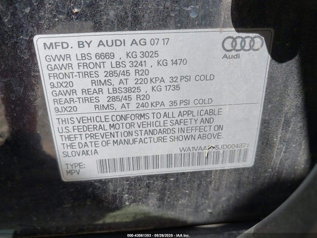 2018 AUDI Q7 WA1VAAF75JD004871 Photo 8