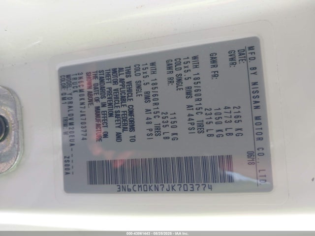 3N6CM0KN7JK703774 Nissan 2018