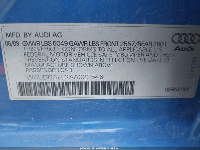 2010 AUDI S4 WAUDGAFL2AA022546 Photo 8