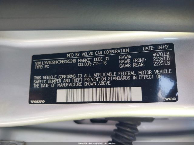 2017 VOLVO S60 INSCRIPTION LYV402HK3HB195318 Photo 8