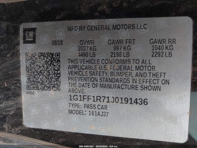 2018 CHEVROLET CAMARO 1G1FF1R71J0191436 Photo 8