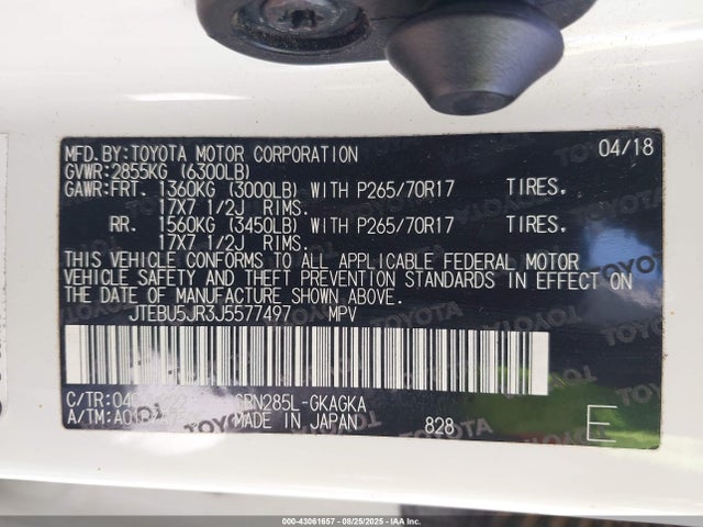 JTEBU5JR3J5577497 Toyota 4runner Trd Off Road Premium