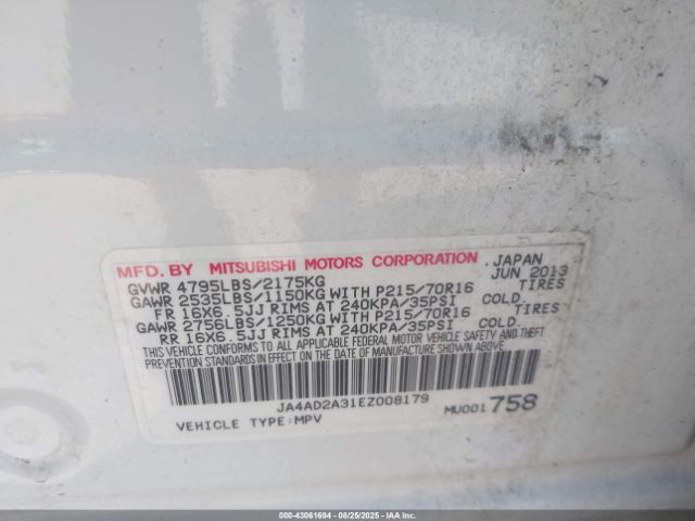 2014 MITSUBISHI OUTLANDER JA4AD2A31EZ008179 Photo 8