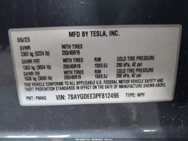 2023 TESLA MODEL Y 7SAYGDEE3PF812496 Photo 8