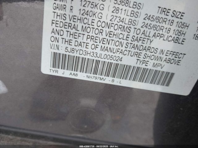2018 ACURA MDX 5J8YD3H33JL005024 Photo 8
