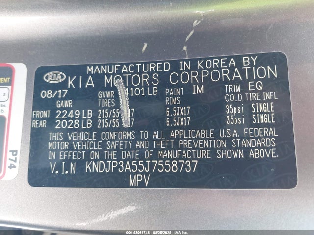 KIA g 2018 KNDJP3A55J7558737 Image 9