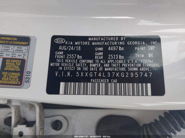 5XXGT4L37KG295747 KIA gdi