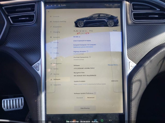 2015 TESLA MODEL S 5YJSA1H21FFP76844 Photo 6