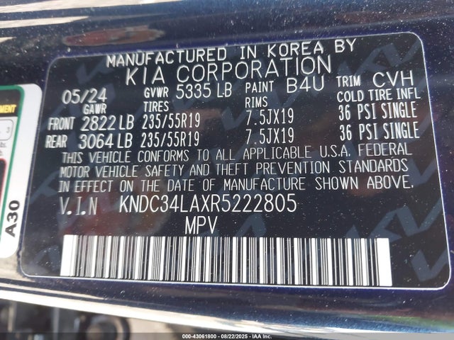 KNDC34LAXR5222805 KIA EV6