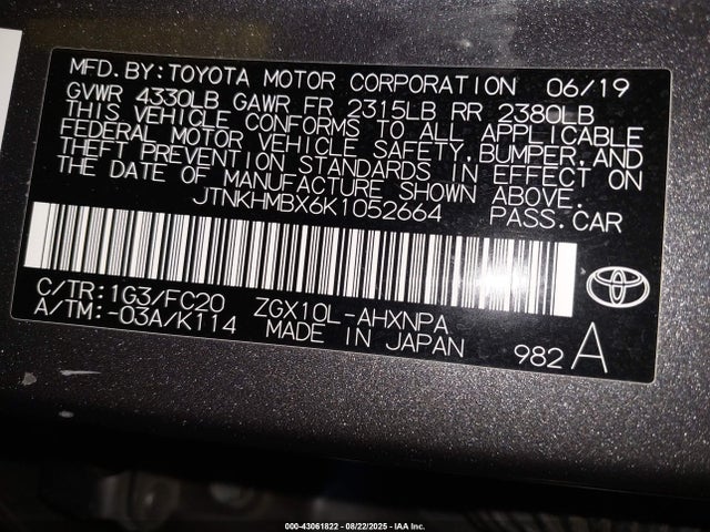 JTNKHMBX6K1052664 Toyota 3zr-fae