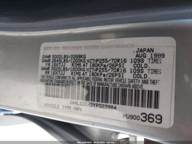 2000 MITSUBISHI MONTERO SPORT JA4LS31H2YP023984 Photo 8