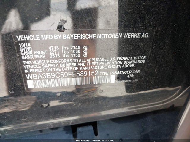 BMW 335i 2015 WBA3B9C59FF589152 Image 9