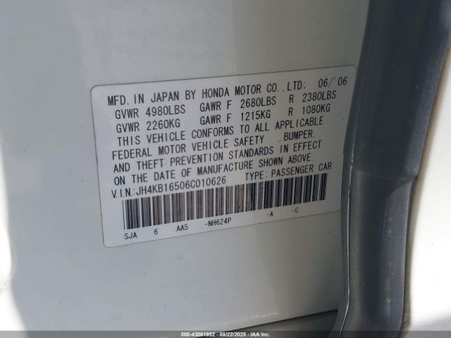 2006 ACURA RL JH4KB16506C010626 Photo 8
