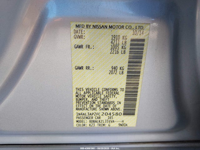 Nissan 2015 2015 1N4AL3AP2FC204580 Image 9