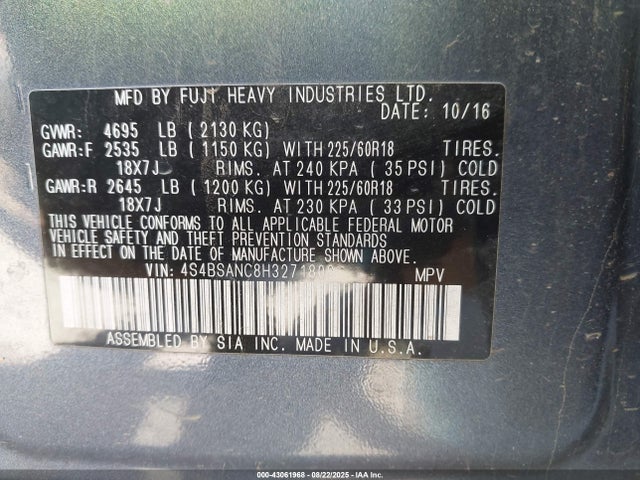 4S4BSANC8H3271809 Subaru u5