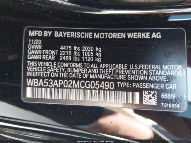 2021 BMW 430I WBA53AP02MCG05490 Photo 8