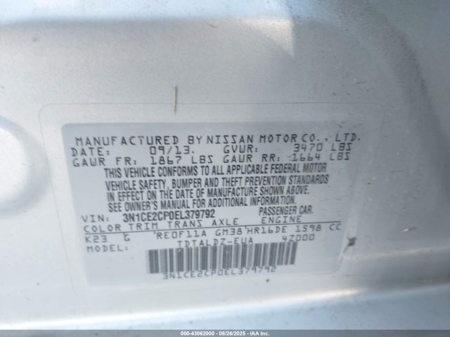 Nissan VERSA NOTE 2014 3N1CE2CP0EL379792 Image 9