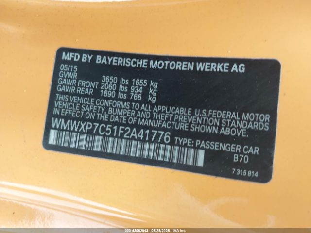2015 MINI HARDTOP WMWXP7C51F2A41776 Photo 8