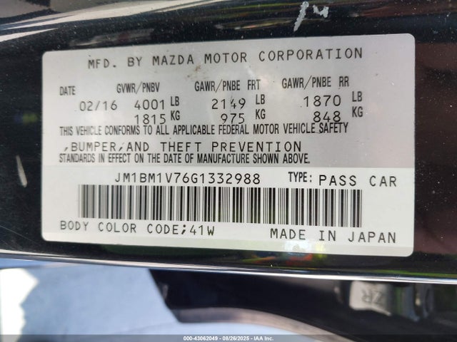 Mazda pe 2016 JM1BM1V76G1332988 Image 9