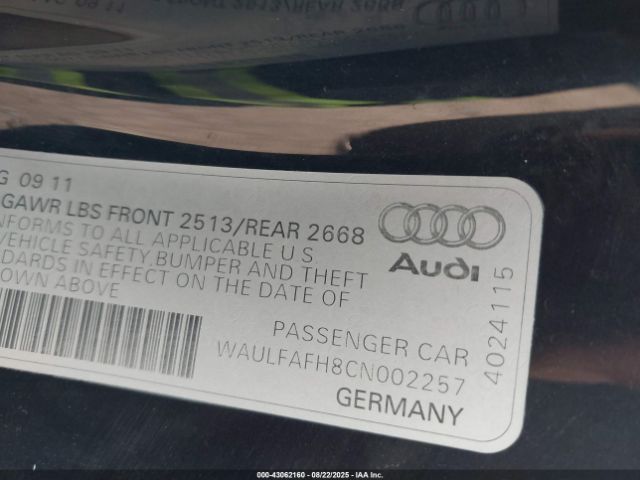 2012 AUDI A5 WAULFAFH8CN002257 Photo 8